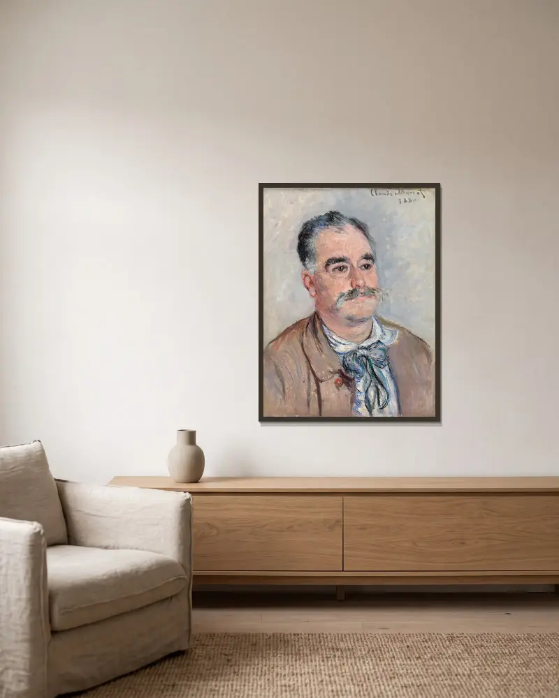 Monsieur Coqueret (Father) av Claude Monet inramad på en vägg