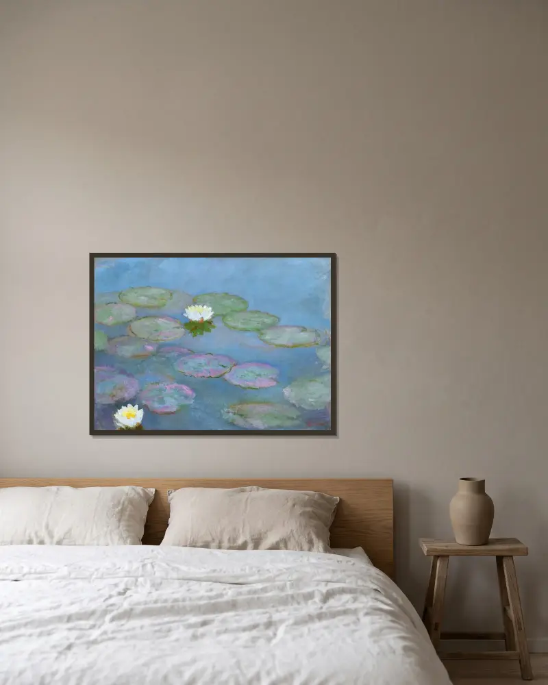 Nymphéas, 1897 av Claude Monet inramad på en vägg
