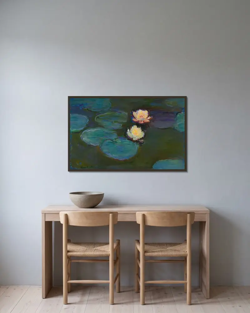Nympheas av Claude Monet inramad på en vägg
