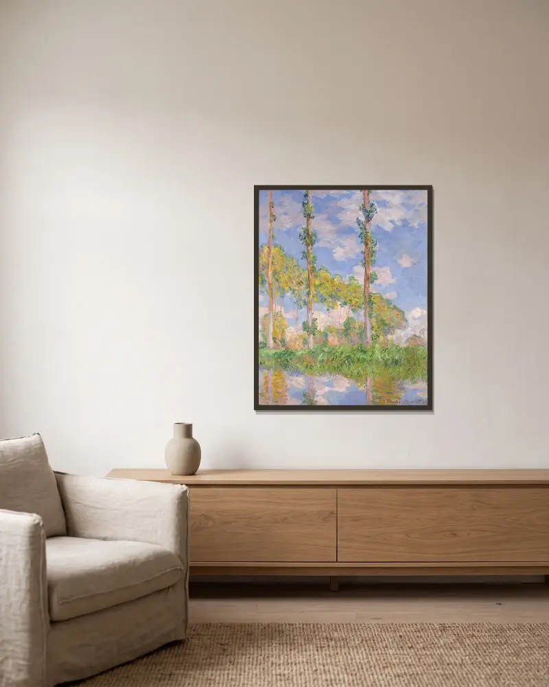 Topole w słońcu, Claude Monet w ramie na ścianie