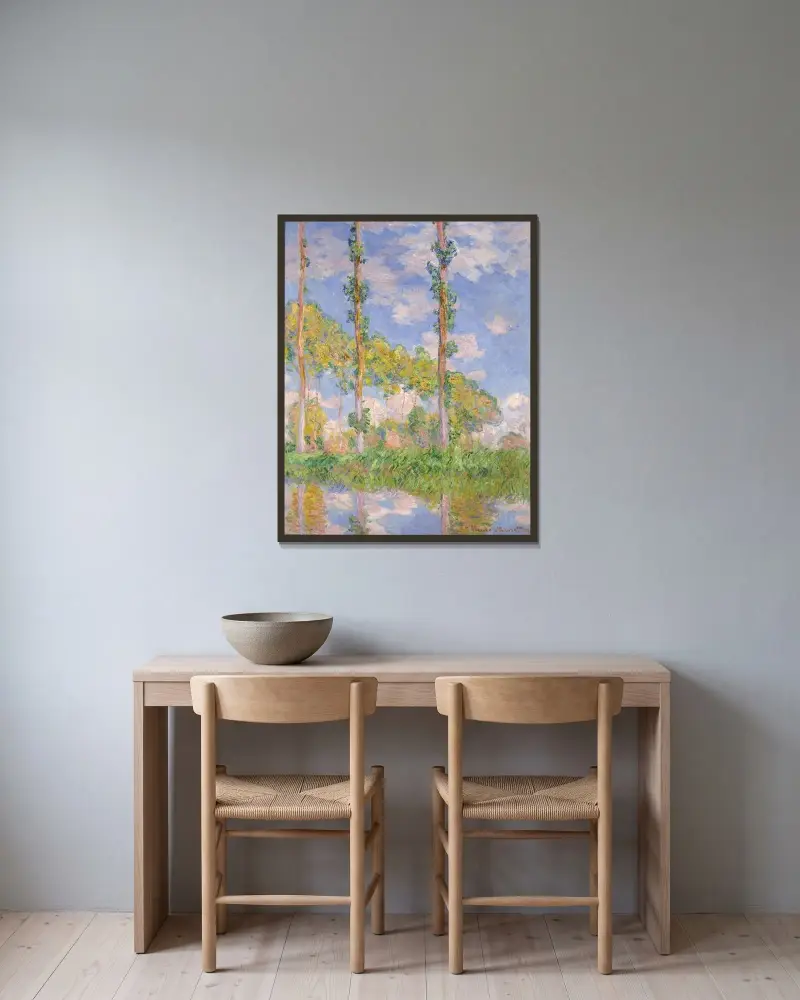 Topole w słońcu, Claude Monet w ramie na ścianie
