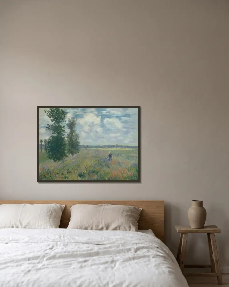 Mohnblumenfeld bei Argenteuil von Claude Monet gerahmt an einer Wand