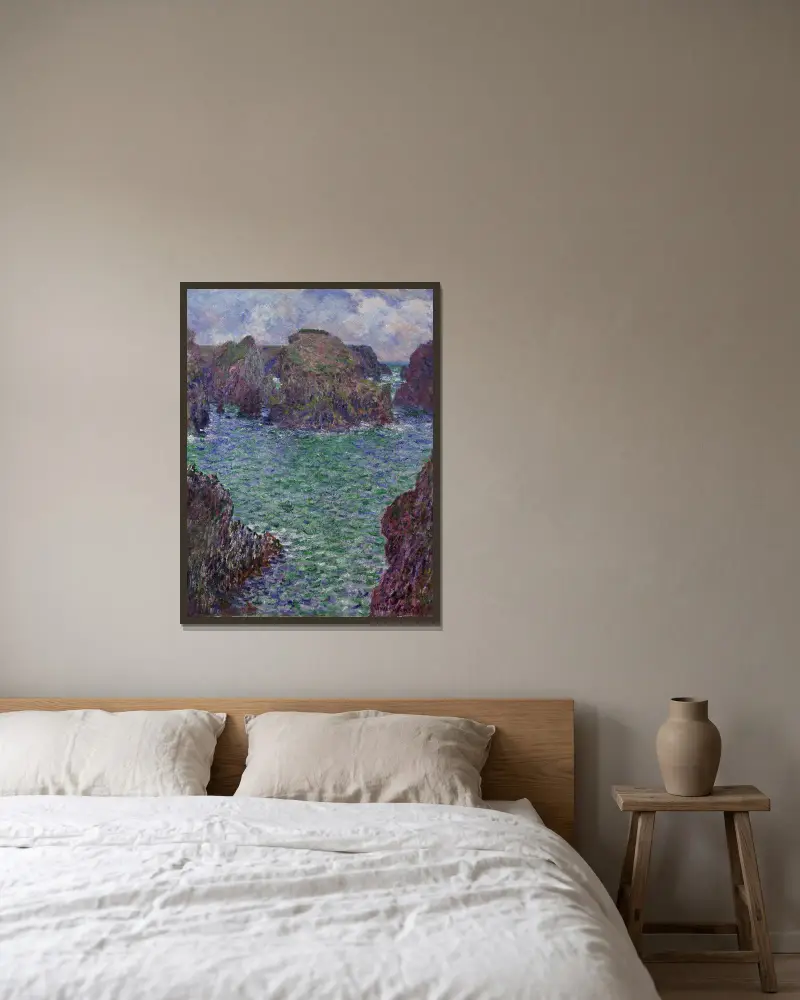 Port-Goulphar, Belle-Île av Claude Monet inramad på en vägg