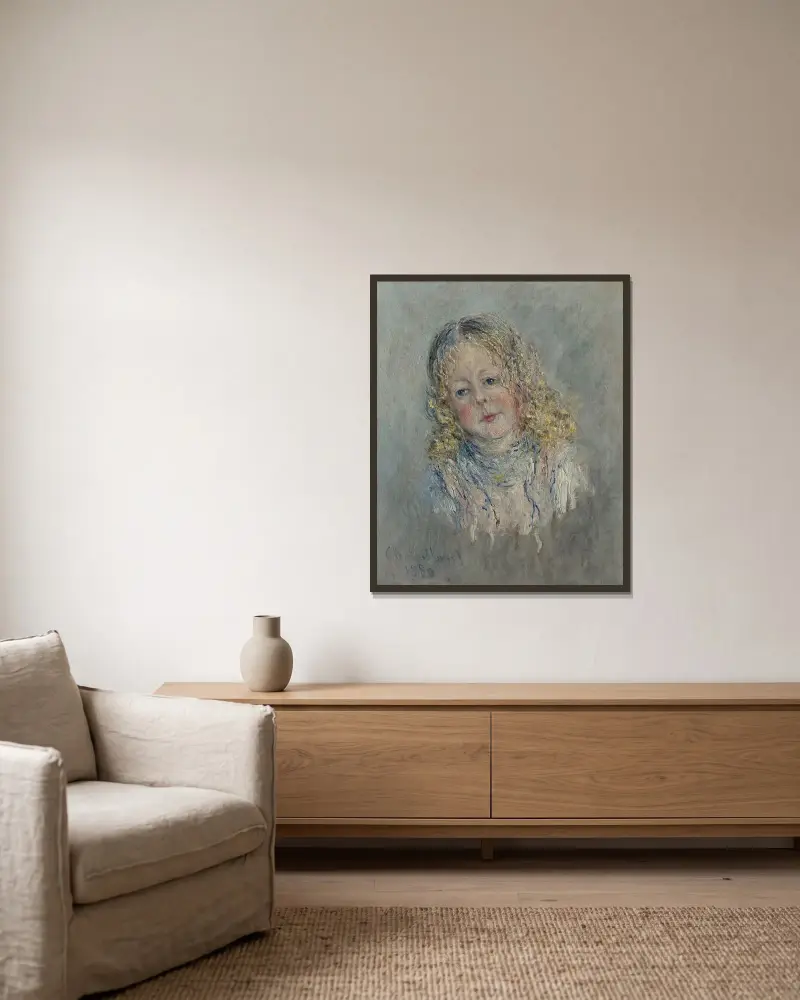 Portrait d’André Lauvray av Claude Monet inramad på en vägg