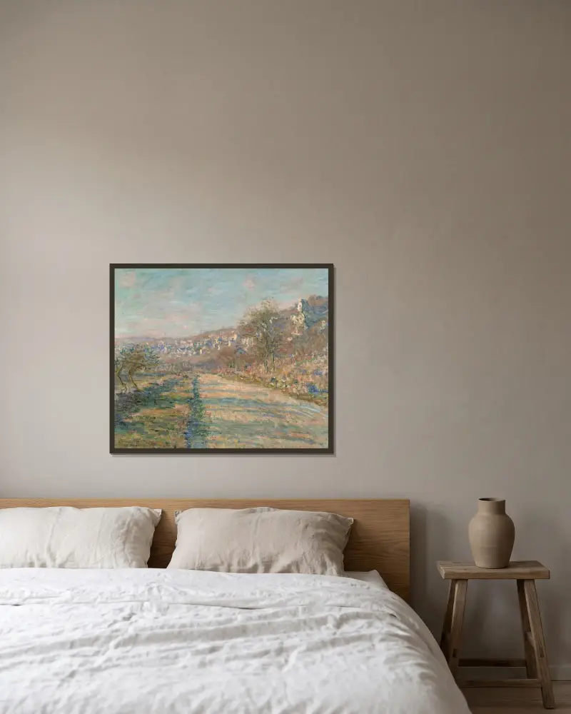 Vägen vid La Roche-Guyon av Claude Monet inramad på en vägg