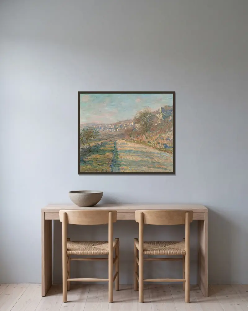 Vägen vid La Roche-Guyon av Claude Monet inramad på en vägg