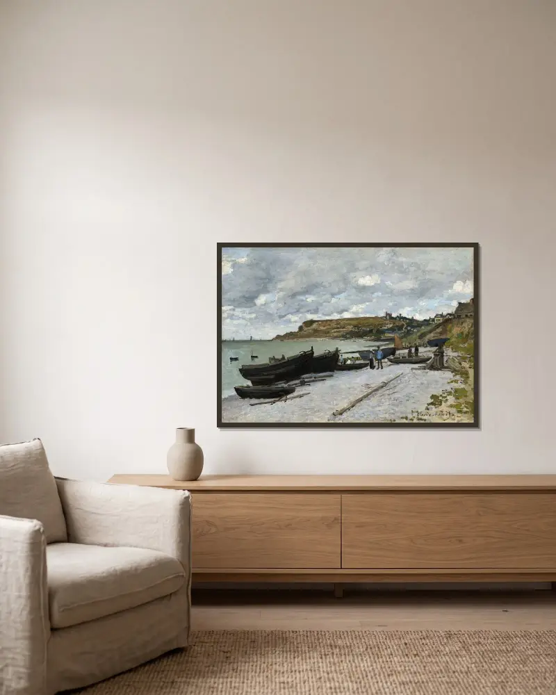 Sainte-Adresse av Claude Monet inramad på en vägg