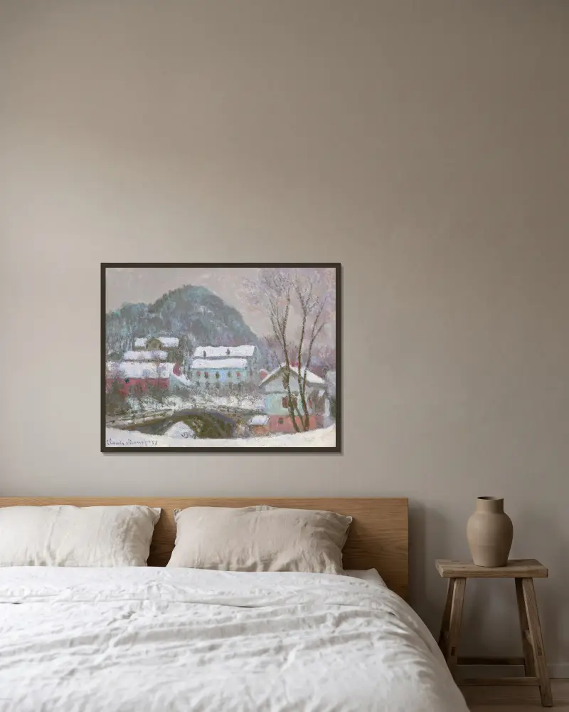 Sandviken, Norge, snöeffekt av Claude Monet inramad på en vägg