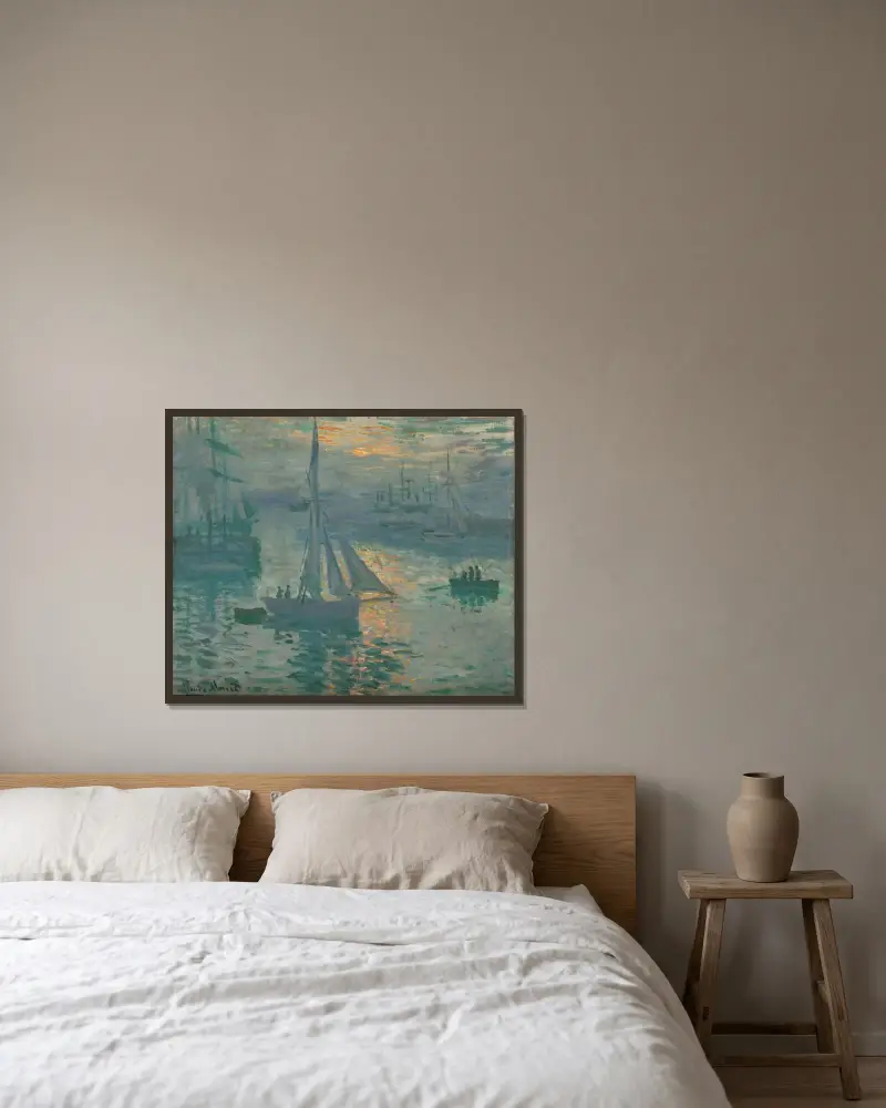 Sonnenaufgang (Marine) von Claude Monet gerahmt an einer Wand