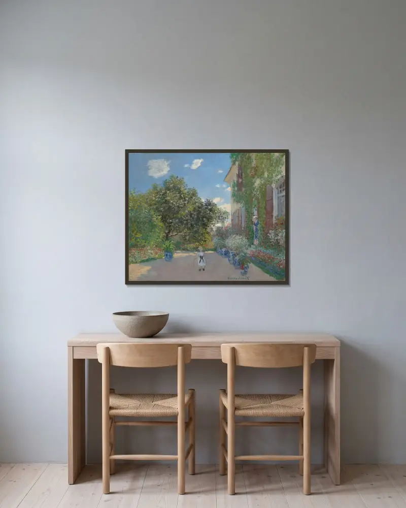Konstnärens hus i Argenteuil av Claude Monet inramad på en vägg