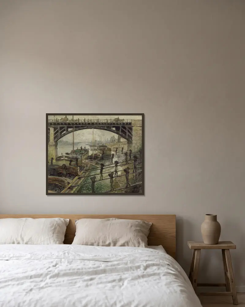 The Coalmen av Claude Monet inramad på en vägg