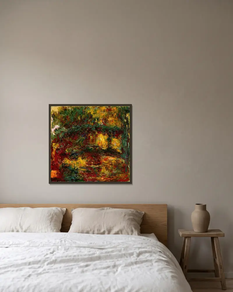 Die japanische Brücke, Giverny von Claude Monet gerahmt an einer Wand