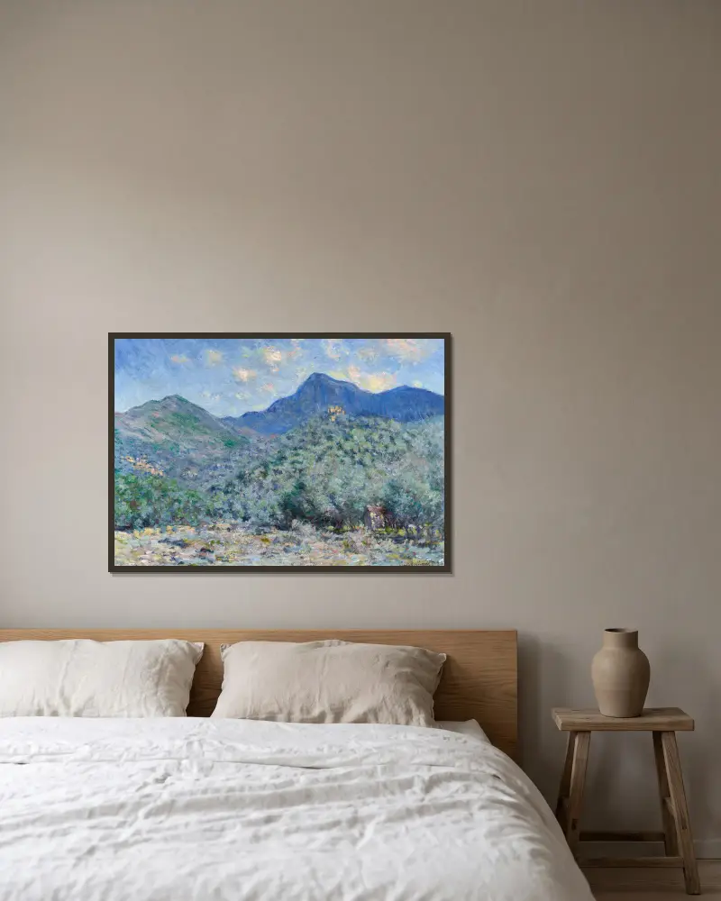 Valle Buona nära Bordighera av Claude Monet inramad på en vägg