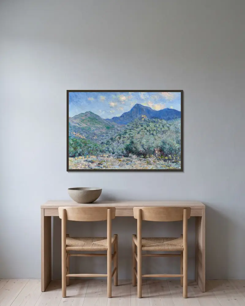 Valle Buona nära Bordighera av Claude Monet inramad på en vägg