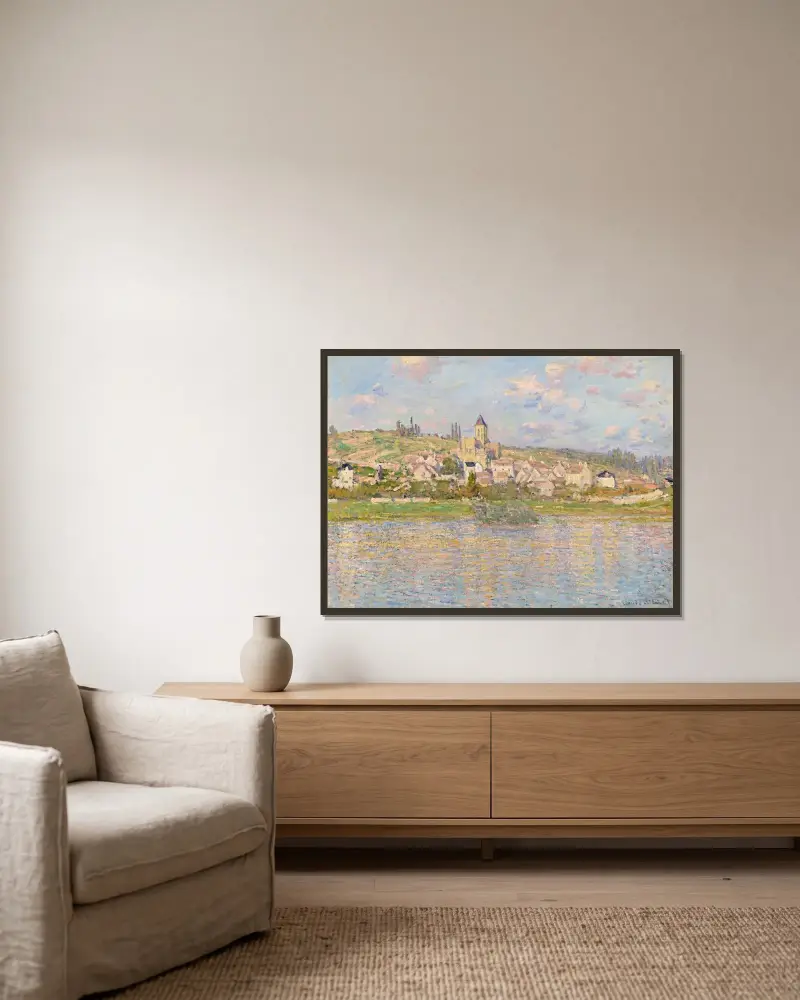 Vétheuil – nr 1 av Claude Monet inramad på en vägg
