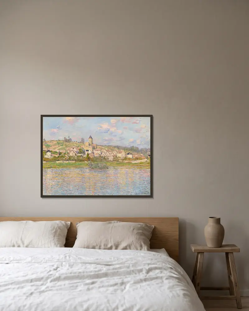 Vétheuil – nr 1 av Claude Monet inramad på en vägg