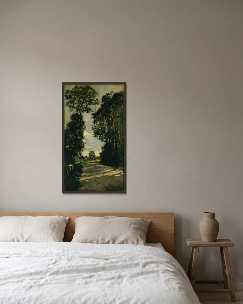 Spaziergang (Weg bei der Farm Saint-Siméon) von Claude Monet gerahmt an einer Wand