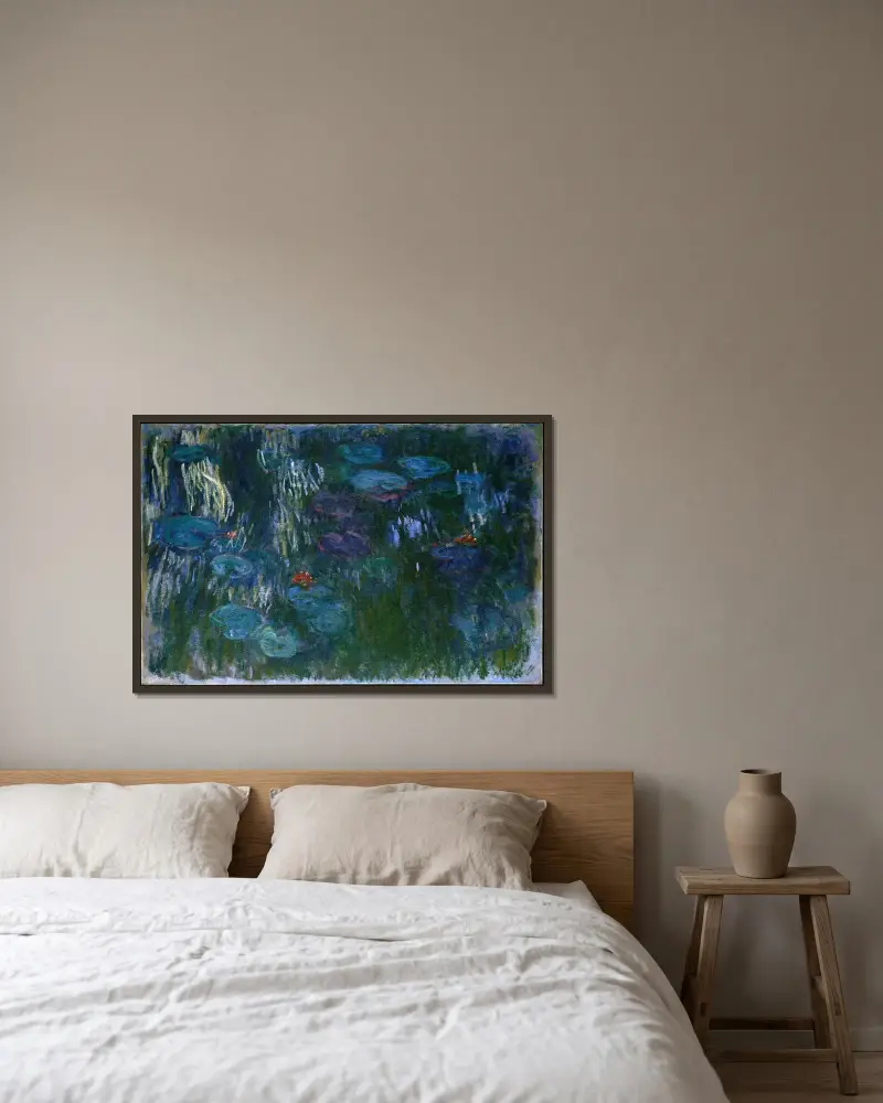 Seerosen, 1916 von Claude Monet gerahmt an einer Wand