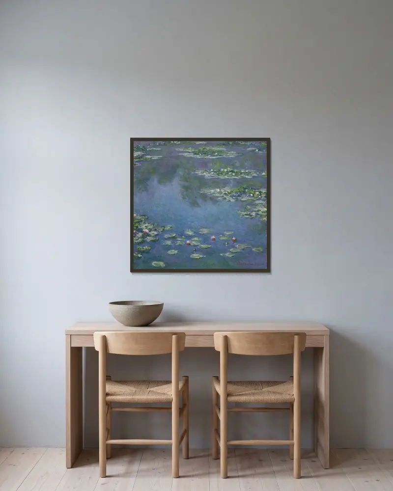 Water Lilies, 1906 av Claude Monet inramad på en vägg