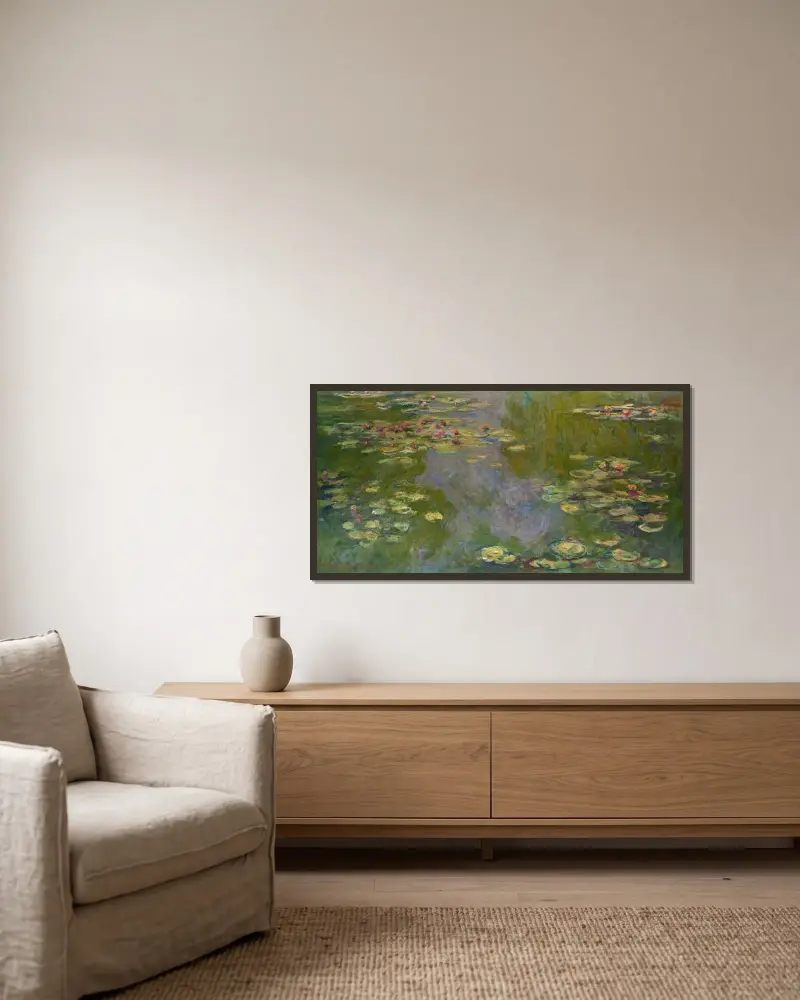 Water Lilies, 1919 av Claude Monet inramad på en vägg