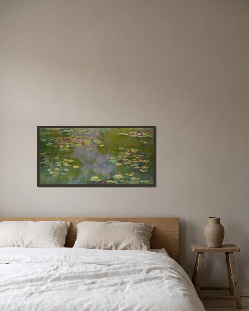 Water Lilies, 1919 av Claude Monet inramad på en vägg