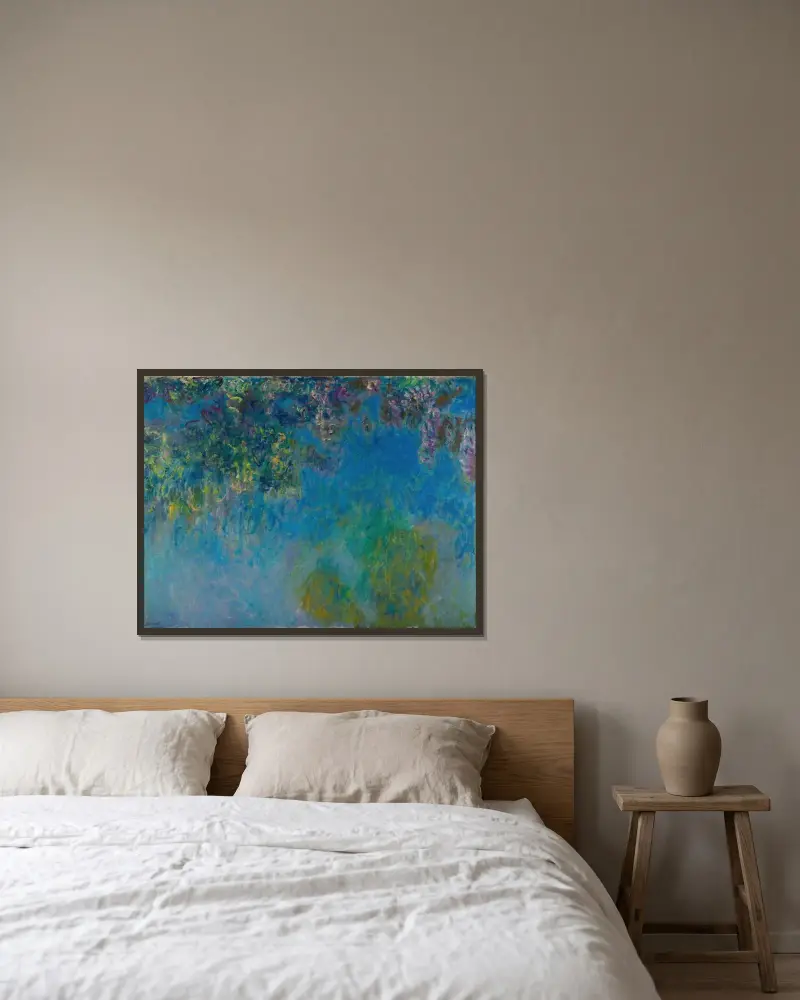 Glyzinien von Claude Monet gerahmt an einer Wand