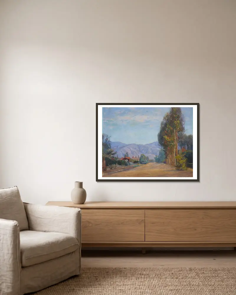 Hügel bei Redlands, Kalifornien von Theodore Clement Steele gerahmt an einer Wand
