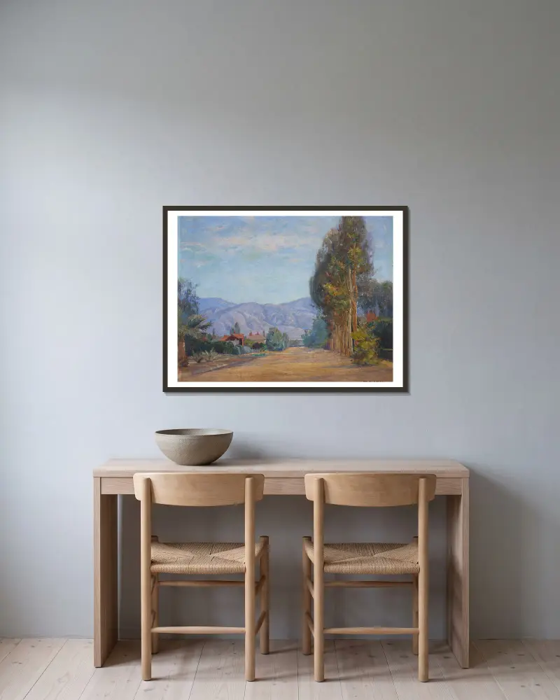 Hügel bei Redlands, Kalifornien von Theodore Clement Steele gerahmt an einer Wand