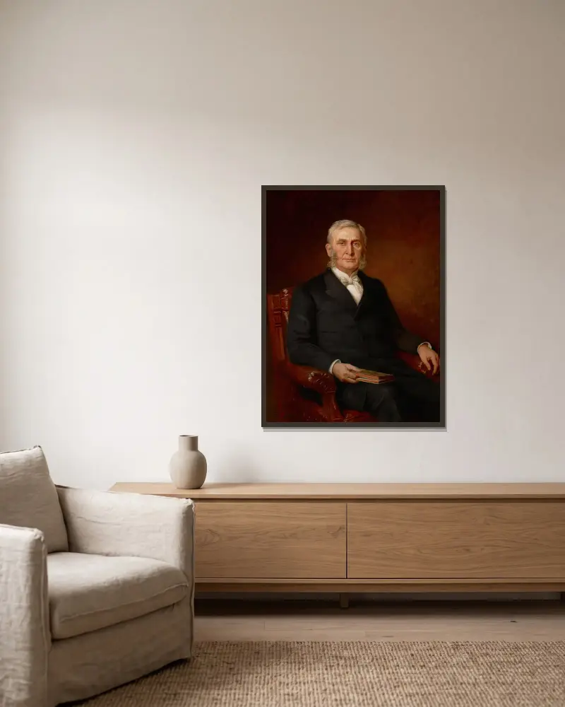 Portrait of Reverend Nathaniel A. Hyde av Theodore Clement Steele inramad på en vägg