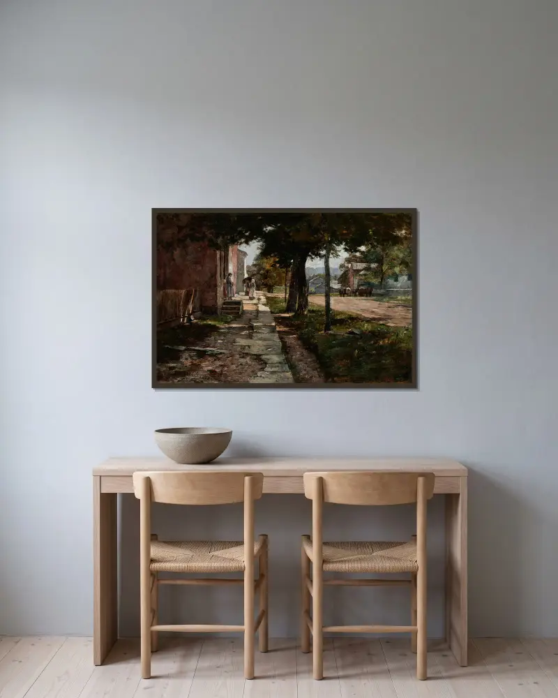 Straße in Vernon von Theodore Clement Steele gerahmt an einer Wand