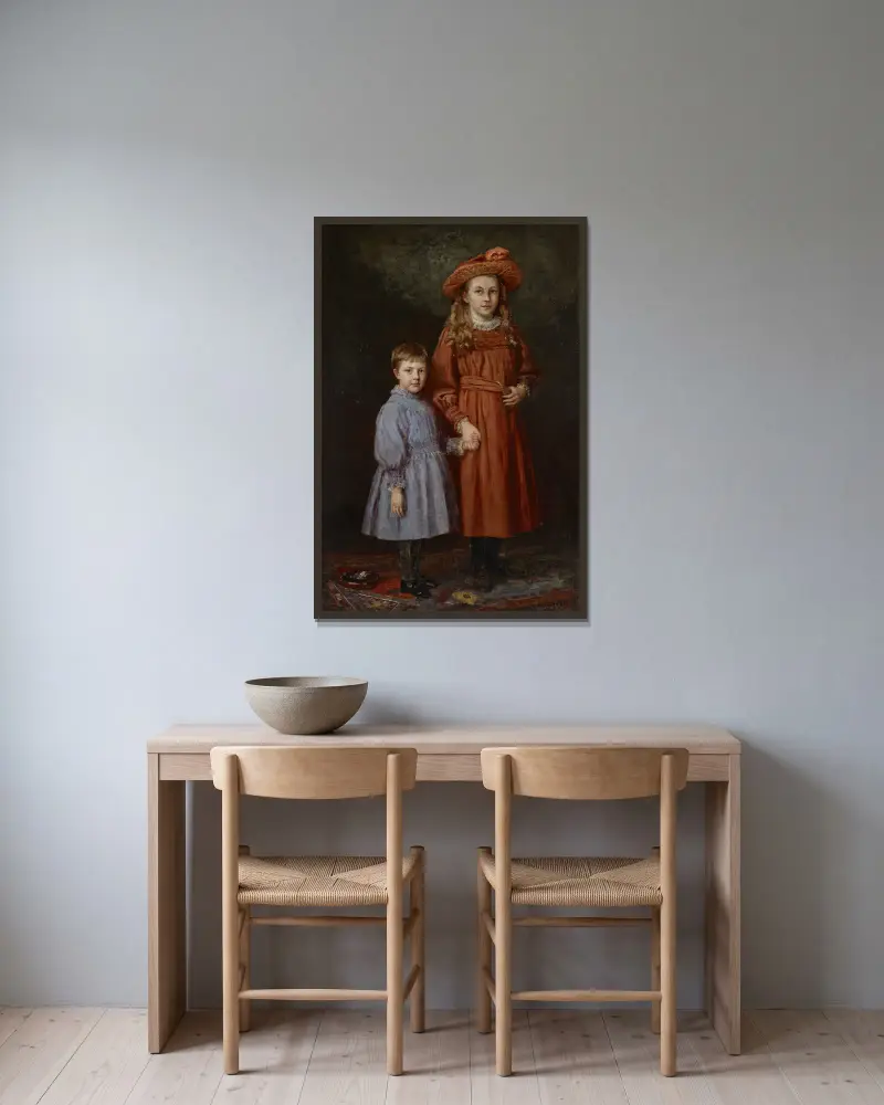 Die Kinder Pierce von Theodore Clement Steele gerahmt an einer Wand