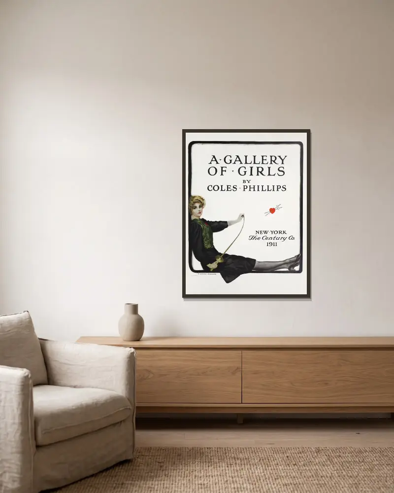 A gallery of girls – titelsida av Coles Phillips inramad på en vägg