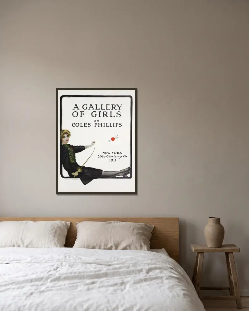 A gallery of girls – titelsida av Coles Phillips inramad på en vägg