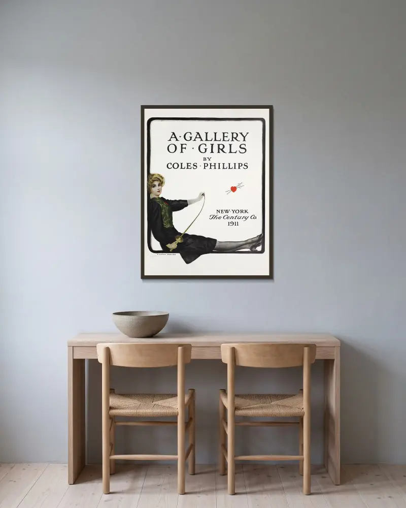 A gallery of girls – titelsida av Coles Phillips inramad på en vägg