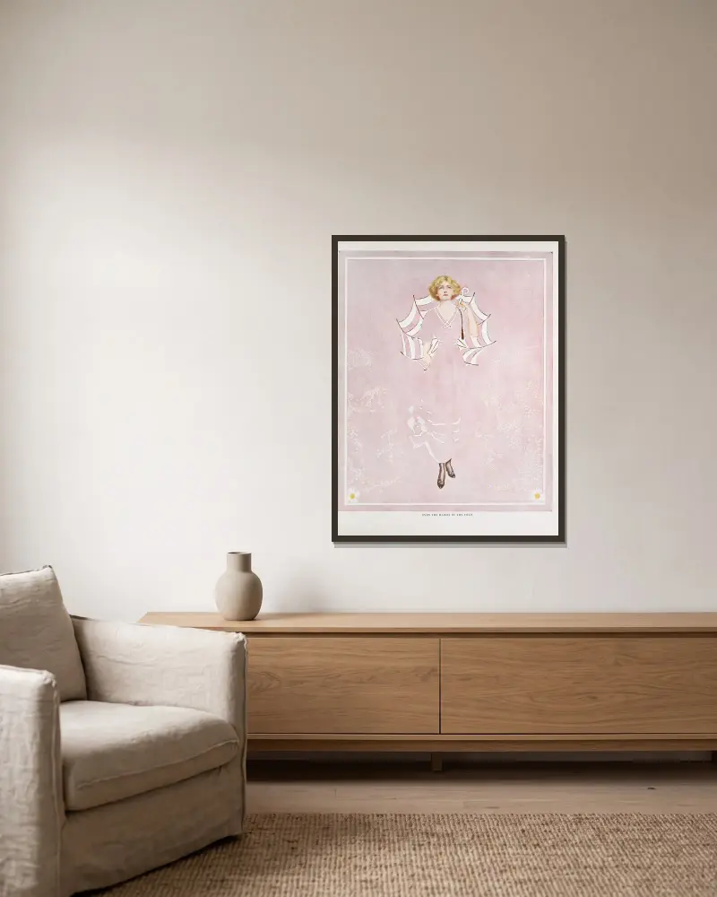 Även fältets tusenskönor av Coles Phillips inramad på en vägg