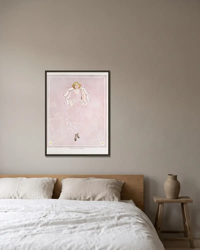 Även fältets tusenskönor av Coles Phillips inramad på en vägg
