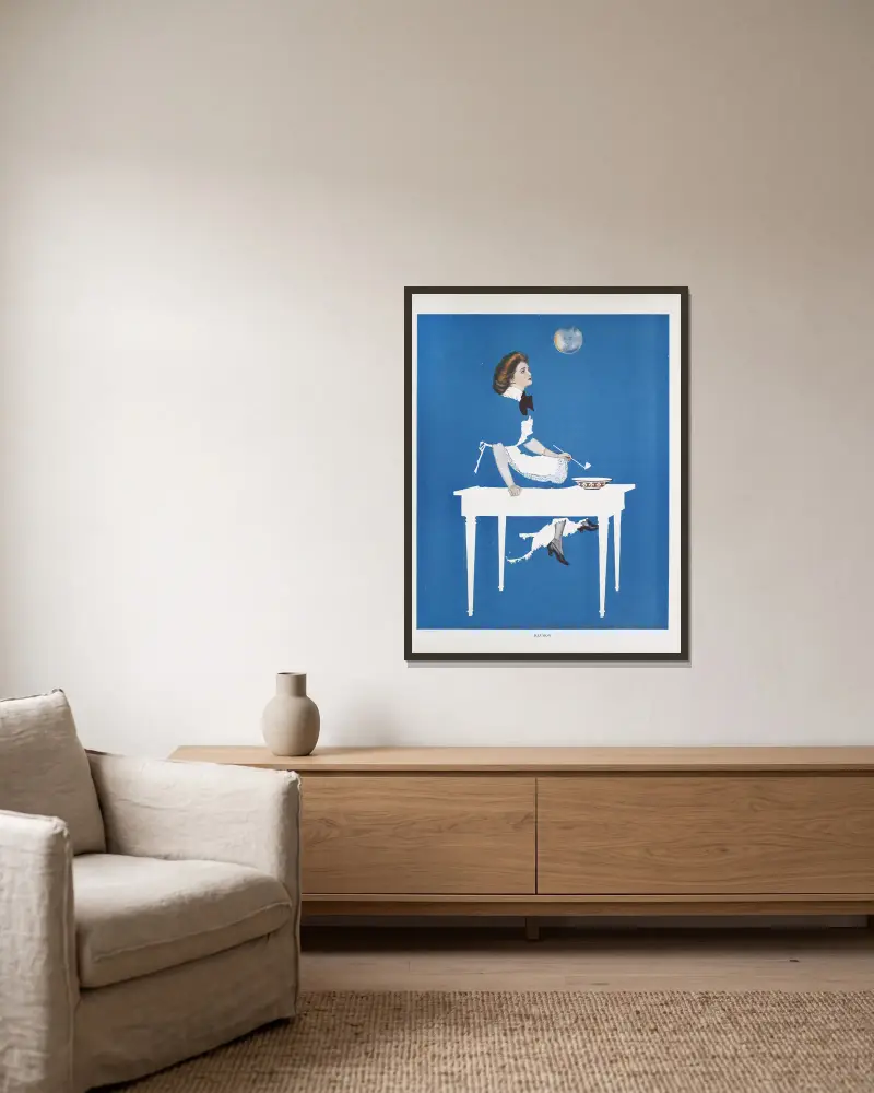 Illusion av Coles Phillips inramad på en vägg
