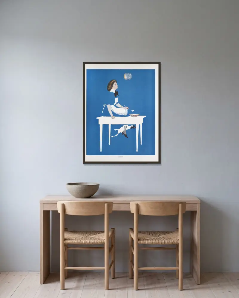 Illusion av Coles Phillips inramad på en vägg