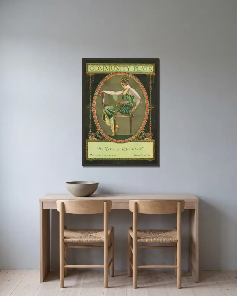 The Gift of Quality av Coles Phillips inramad på en vägg