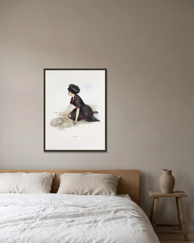 The sand man av Coles Phillips inramad på en vägg