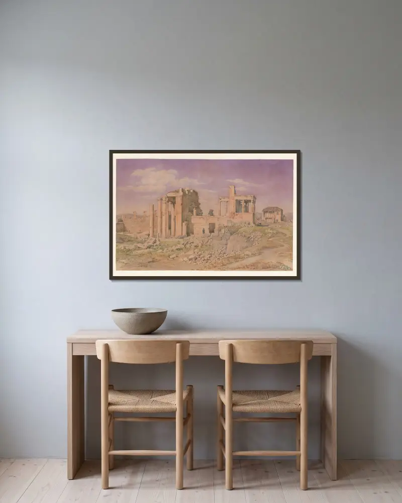 Greece, Athens, Erechtheion, 1853 – nr 1 av Harald Conrad Stilling inramad på en vägg