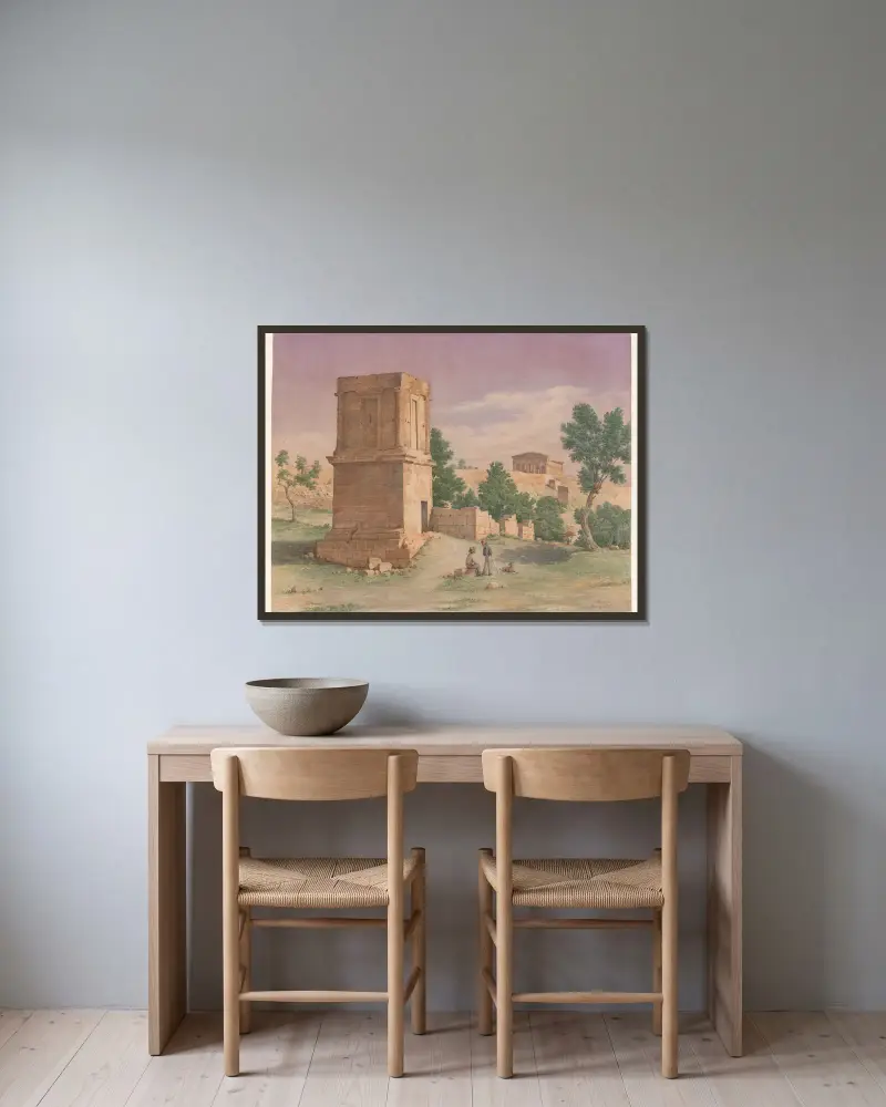 Italien, Agrigento – Vulcanustemplet, 1852 – nr 1 av Harald Conrad Stilling inramad på en vägg