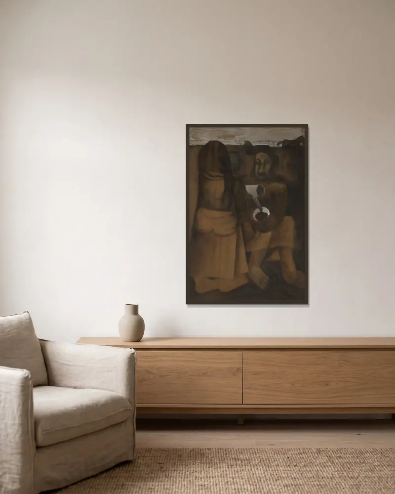 Kaffeetrinker von Constant Permeke gerahmt an einer Wand