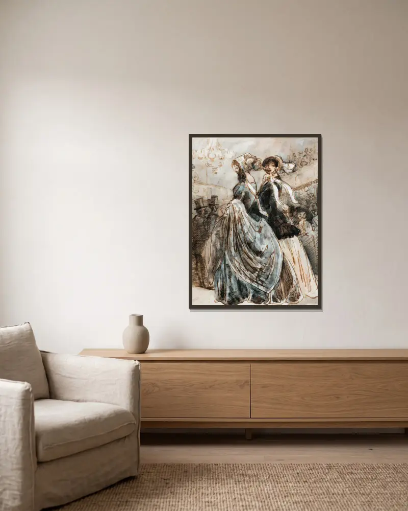 Auf der Promenade von Constantin Guys gerahmt an einer Wand