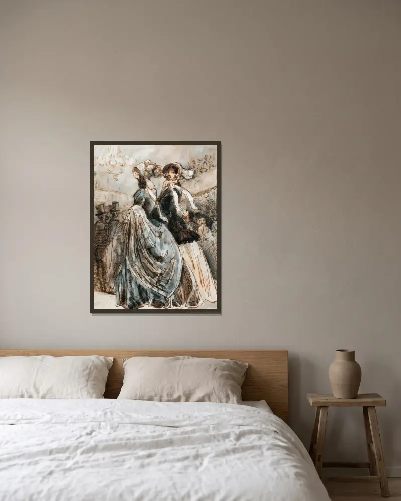 Auf der Promenade von Constantin Guys gerahmt an einer Wand