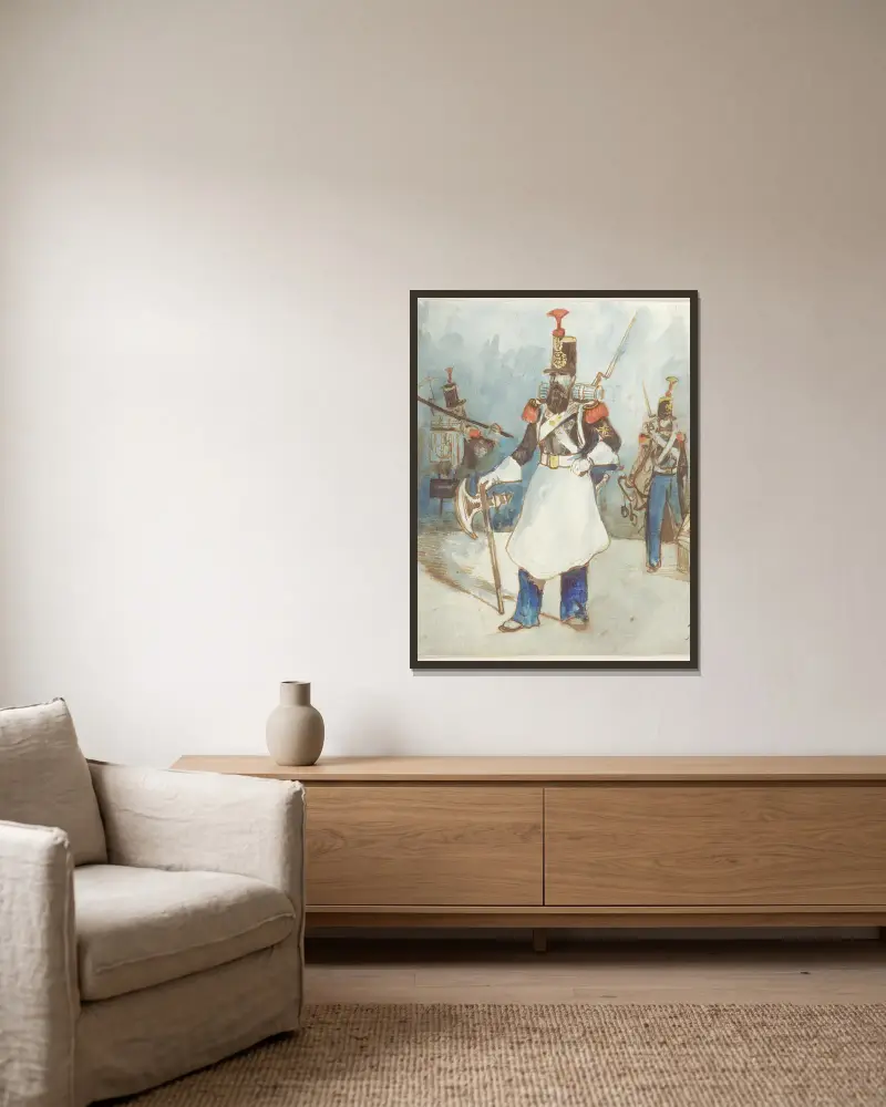 Französischer Sappeur von Constantin Guys gerahmt an einer Wand