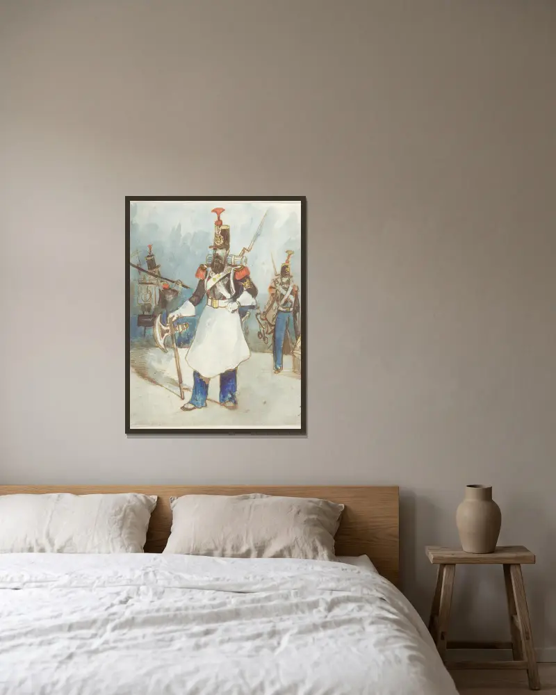 Französischer Sappeur von Constantin Guys gerahmt an einer Wand