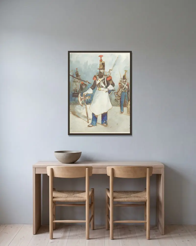 Französischer Sappeur von Constantin Guys gerahmt an einer Wand