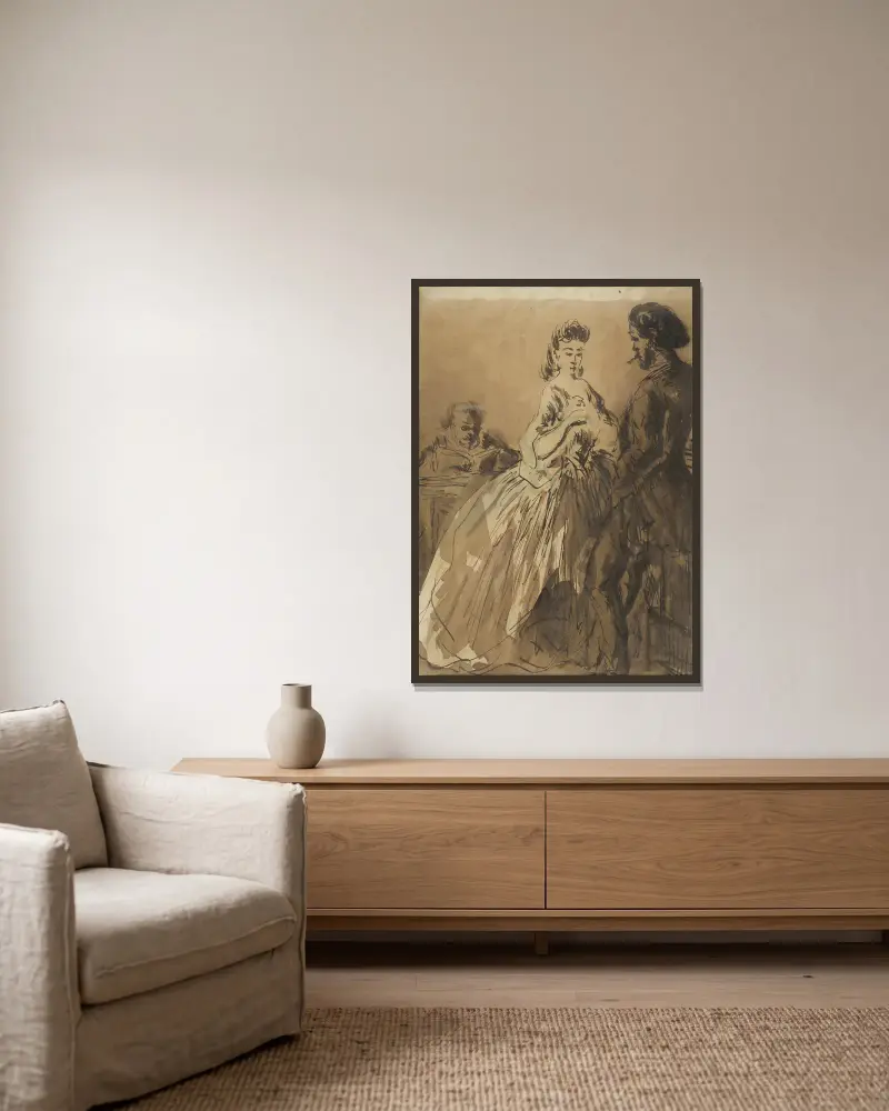 Galante Gespräche von Constantin Guys gerahmt an einer Wand