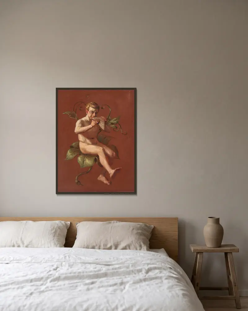 Faun av Constantin Hansen inramad på en vägg